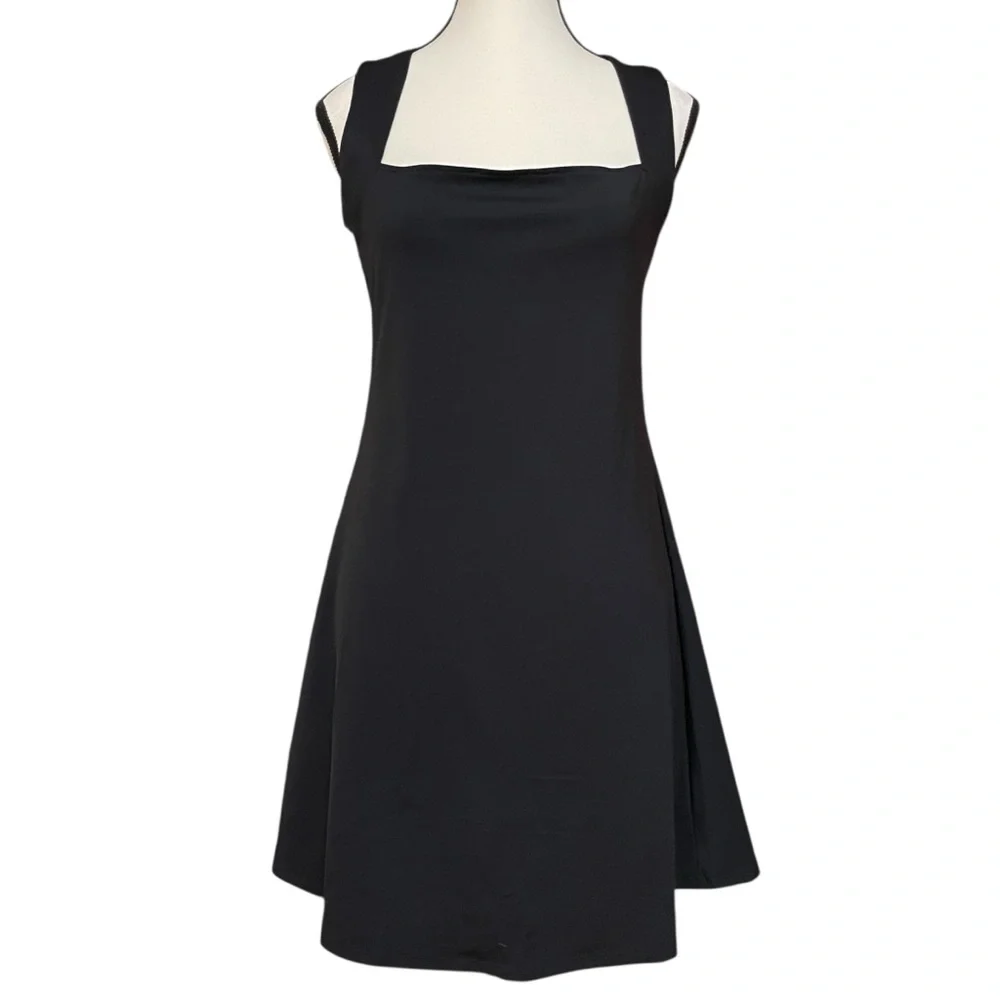 Little Black Dress A-Line Square Neck Sleeveless Mini –XL Flare Fit Chic Minimal
